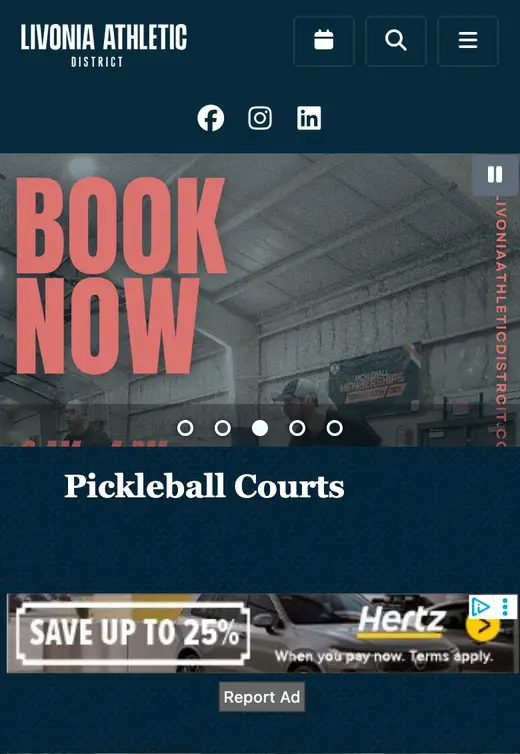 The old Livonia Athletic District site, with stacked advertisements